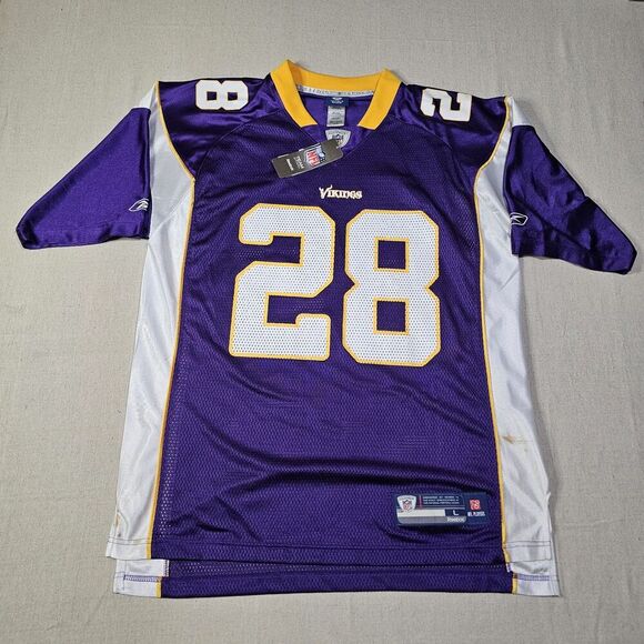 Reebok On Field Minnesota Vikings Adrian Peterson #28 Jersey Size L NWT *FLAWED* - Picture 1 of 9